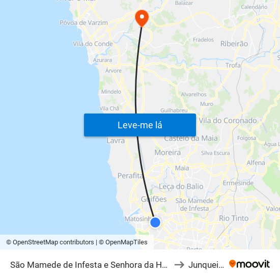 São Mamede de Infesta e Senhora da Hora to Junqueira map