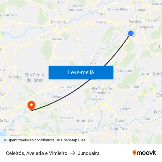 Celeirós, Aveleda e Vimieiro to Junqueira map