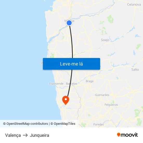 Valença to Junqueira map
