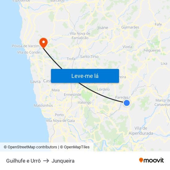 Guilhufe e Urrô to Junqueira map