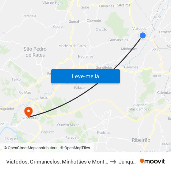 Viatodos, Grimancelos, Minhotães e Monte de Fralães to Junqueira map