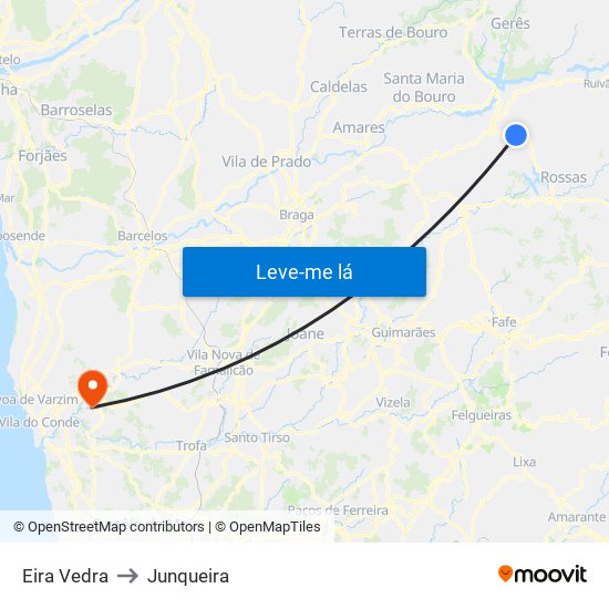 Eira Vedra to Junqueira map