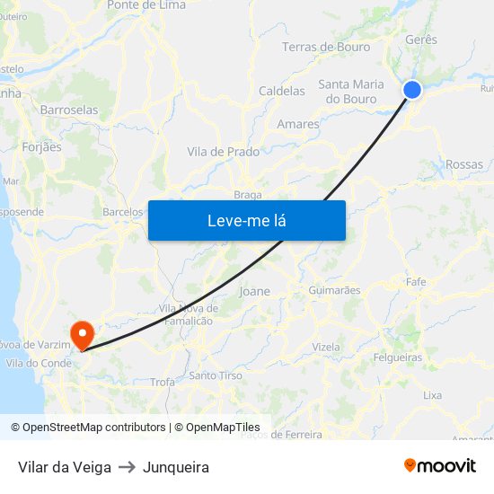 Vilar da Veiga to Junqueira map