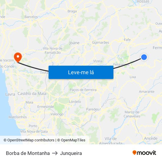 Borba de Montanha to Junqueira map