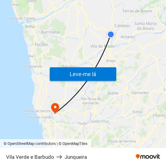 Vila Verde e Barbudo to Junqueira map
