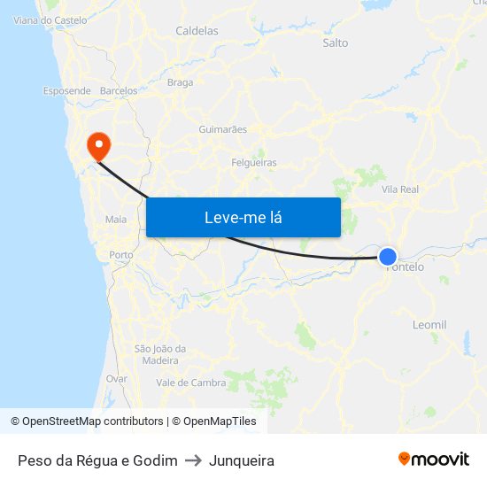 Peso da Régua e Godim to Junqueira map