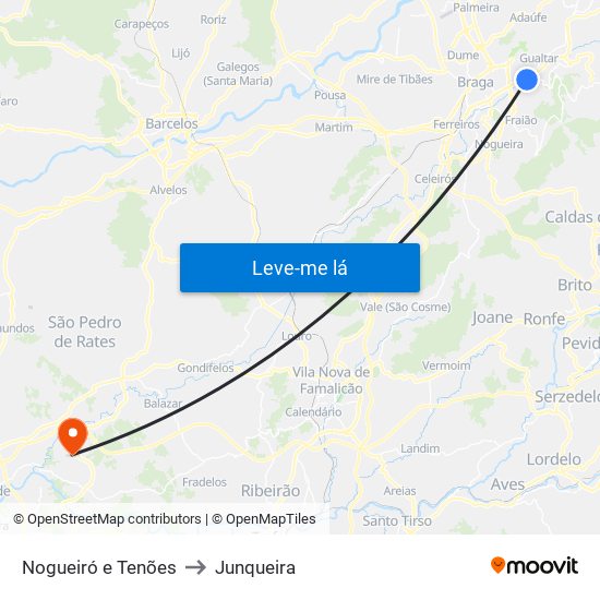 Nogueiró e Tenões to Junqueira map