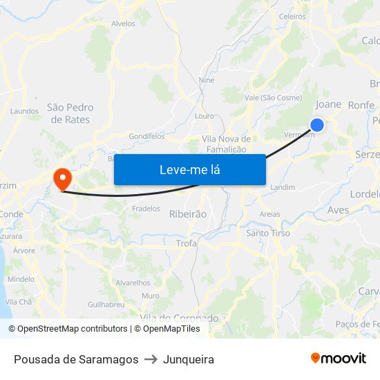 Pousada de Saramagos to Junqueira map