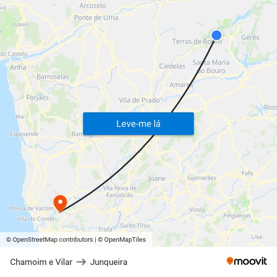 Chamoim e Vilar to Junqueira map