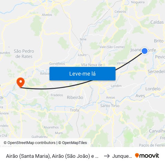 Airão (Santa Maria), Airão (São João) e Vermil to Junqueira map