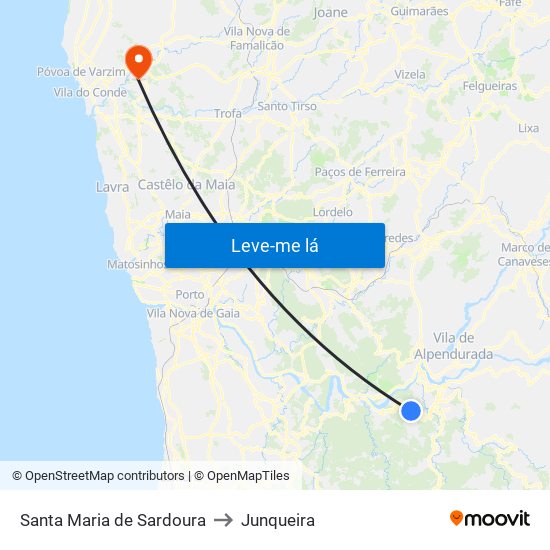 Santa Maria de Sardoura to Junqueira map