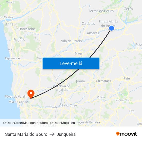 Santa Maria do Bouro to Junqueira map