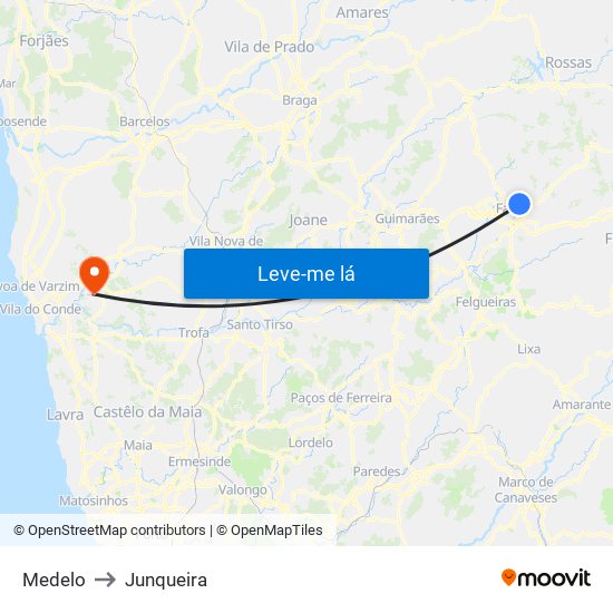 Medelo to Junqueira map