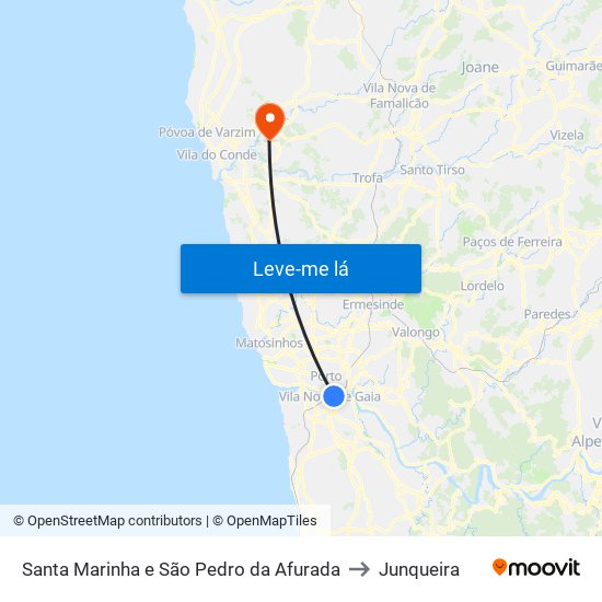 Santa Marinha e São Pedro da Afurada to Junqueira map