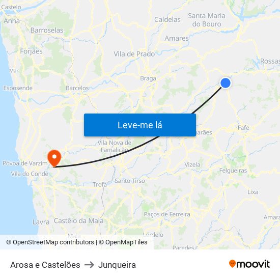 Arosa e Castelões to Junqueira map