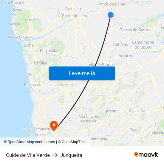 Cuide de Vila Verde to Junqueira map