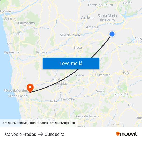 Calvos e Frades to Junqueira map