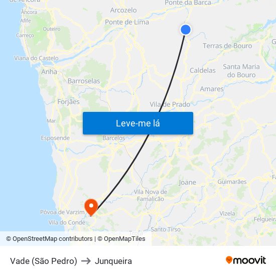 Vade (São Pedro) to Junqueira map