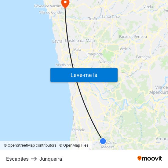 Escapães to Junqueira map