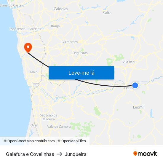 Galafura e Covelinhas to Junqueira map