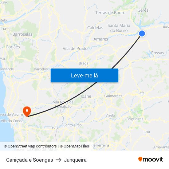 Caniçada e Soengas to Junqueira map