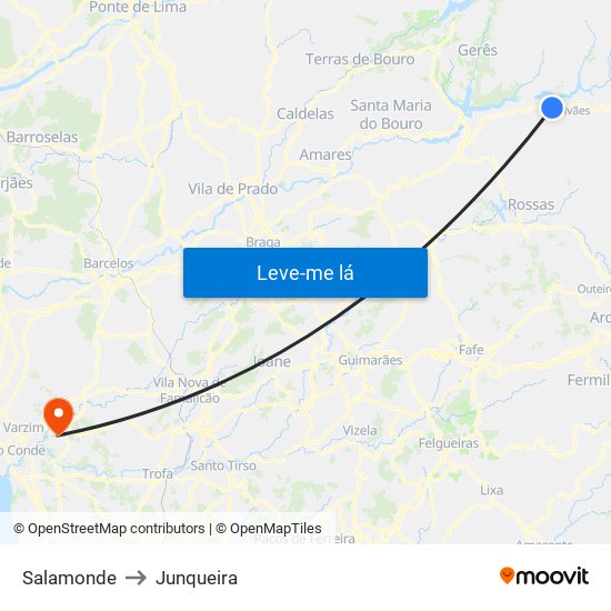 Salamonde to Junqueira map