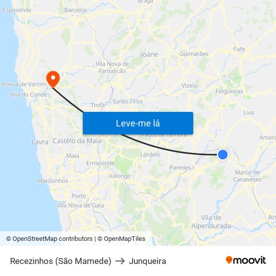 Recezinhos (São Mamede) to Junqueira map