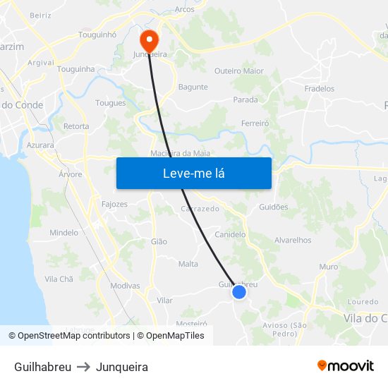 Guilhabreu to Junqueira map