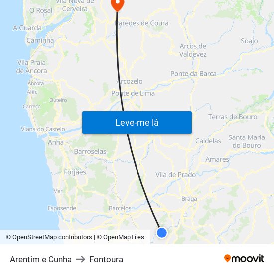 Arentim e Cunha to Fontoura map