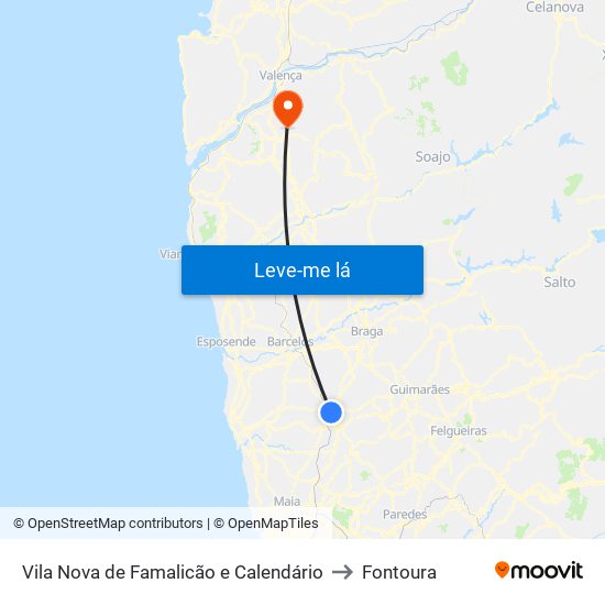 Vila Nova de Famalicão e Calendário to Fontoura map