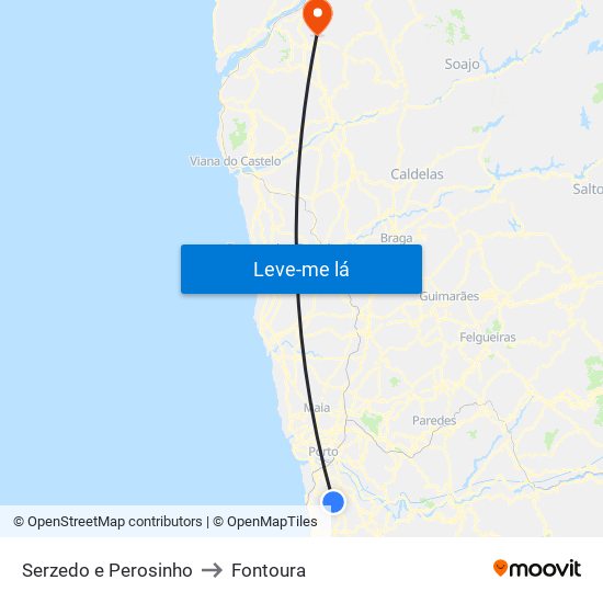 Serzedo e Perosinho to Fontoura map