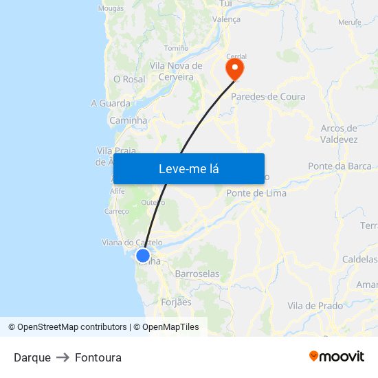 Darque to Fontoura map