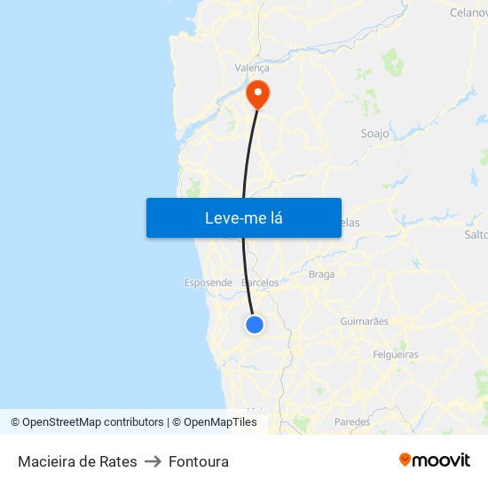 Macieira de Rates to Fontoura map