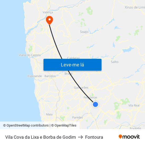 Vila Cova da Lixa e Borba de Godim to Fontoura map