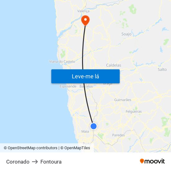 Coronado to Fontoura map