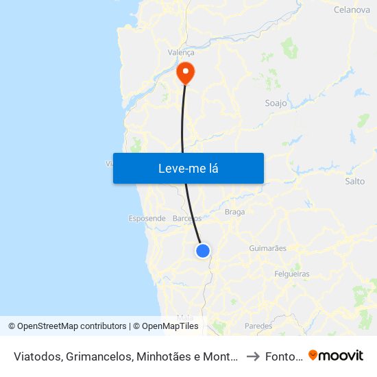 Viatodos, Grimancelos, Minhotães e Monte de Fralães to Fontoura map