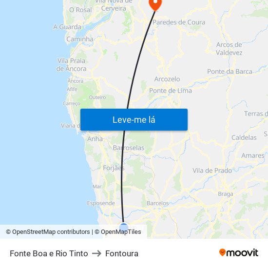 Fonte Boa e Rio Tinto to Fontoura map