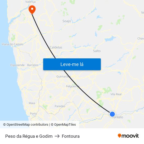 Peso da Régua e Godim to Fontoura map
