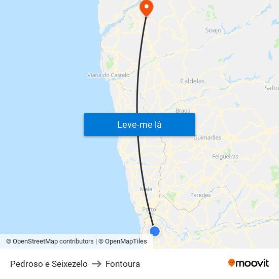 Pedroso e Seixezelo to Fontoura map