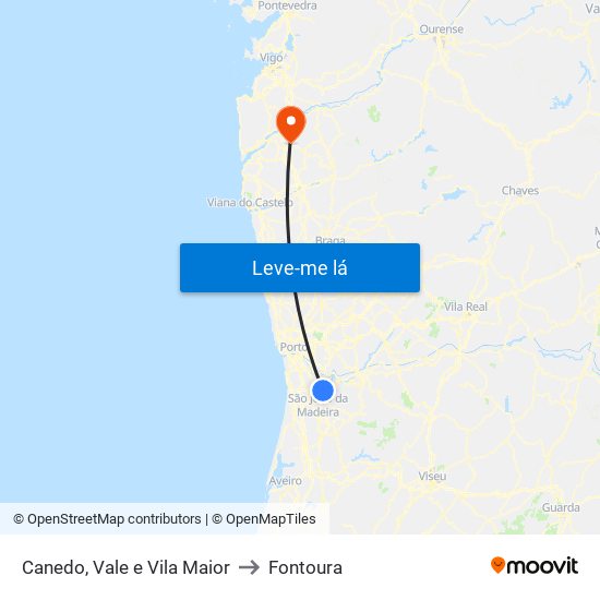 Canedo, Vale e Vila Maior to Fontoura map