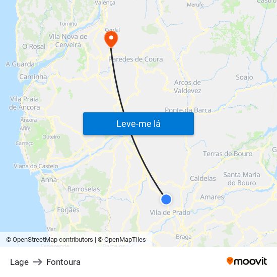 Lage to Fontoura map