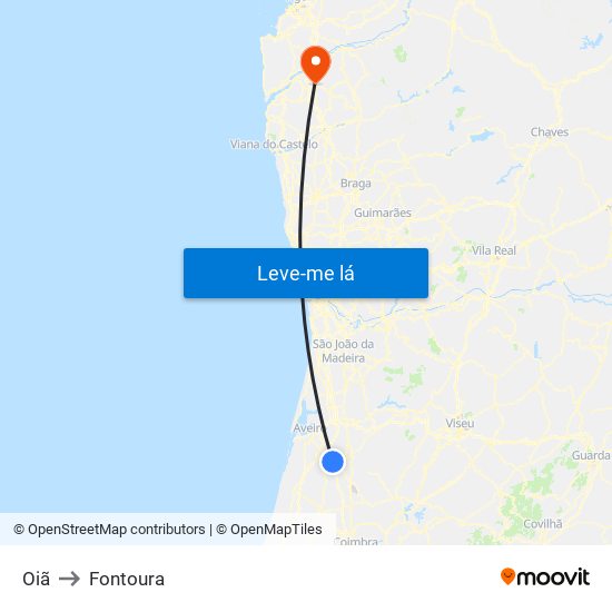 Oiã to Fontoura map