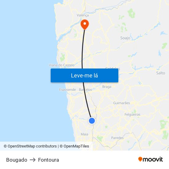 Bougado to Fontoura map