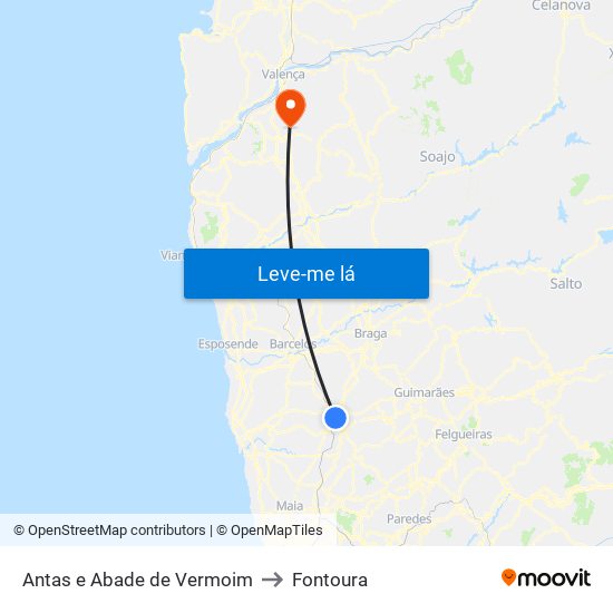 Antas e Abade de Vermoim to Fontoura map