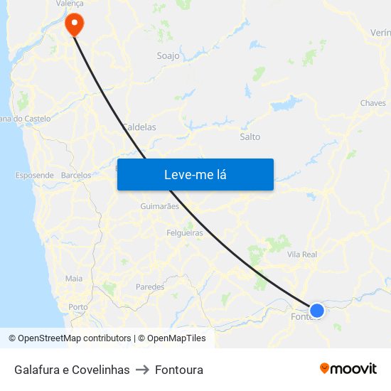 Galafura e Covelinhas to Fontoura map