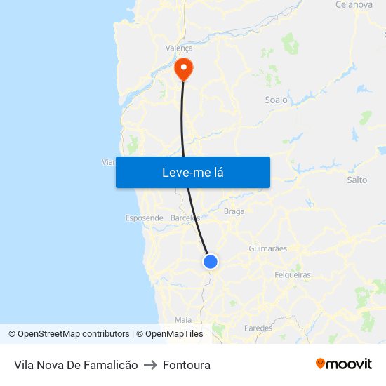 Vila Nova De Famalicão to Fontoura map