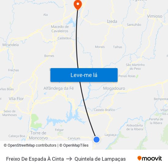 Freixo De Espada À Cinta to Quintela de Lampaças map