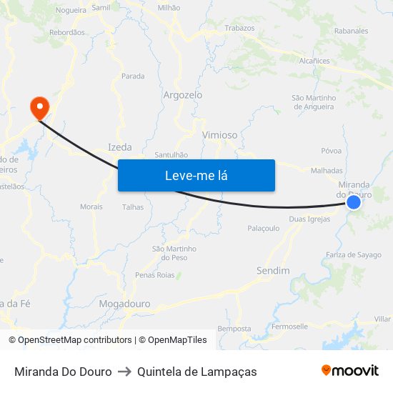 Miranda Do Douro to Quintela de Lampaças map