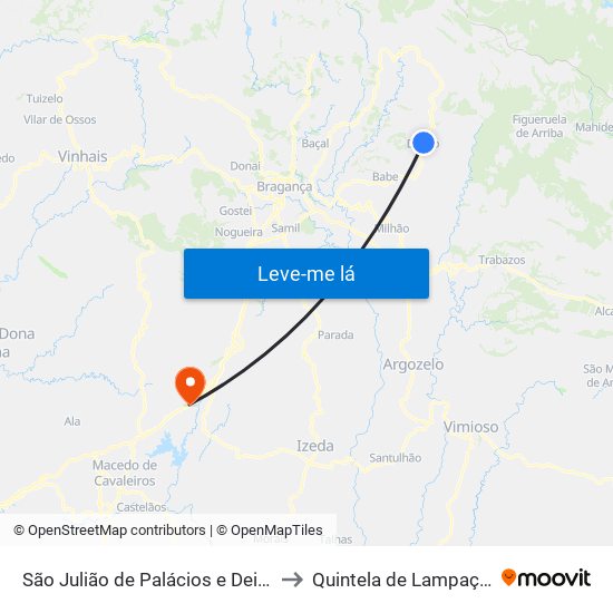 São Julião de Palácios e Deilão to Quintela de Lampaças map