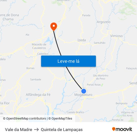 Vale da Madre to Quintela de Lampaças map